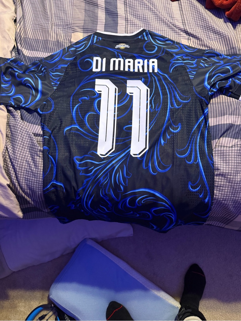 Argentina Men's Black & Blue Di Maria #11 Soccer Jersey